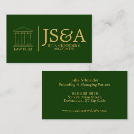 Carte De Visite Green Gold Attorney Monogram