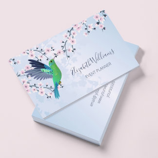 Carte De Visite Green Hummingbird Pink Cherry