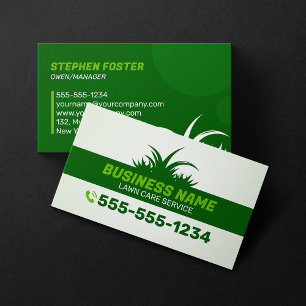 Carte De Visite Green Lawn Care & Landscaping Service Grass Field