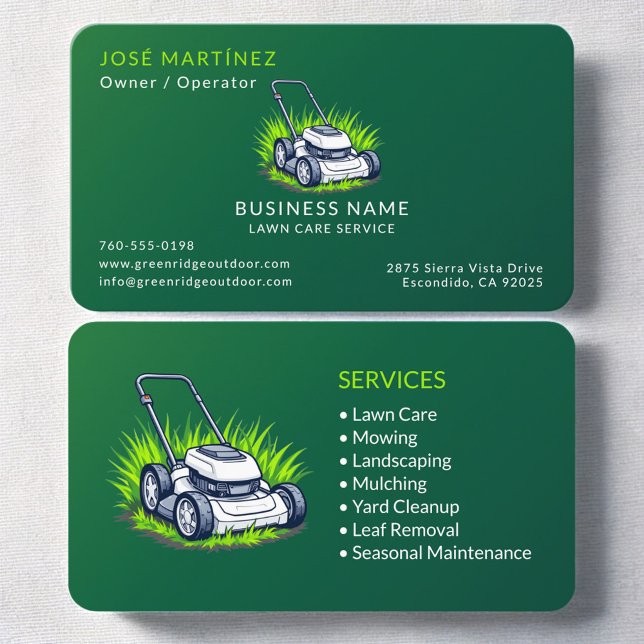 Carte De Visite Green Lawn Service and Maintenance Professional (Créateur téléchargé)