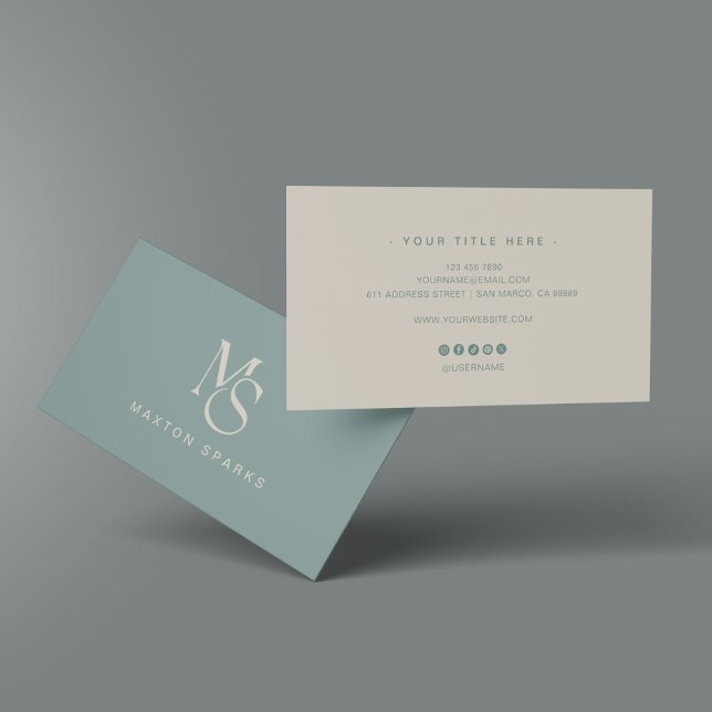 Carte De Visite Green Modern Elegant Minimalist Business Card (Créateur téléchargé)