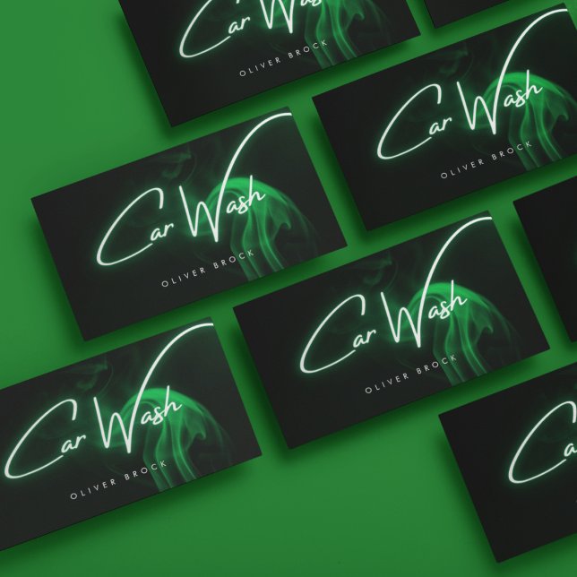 Carte De Visite Green Neon Détail auto et lavage de voiture (Créateur téléchargé)