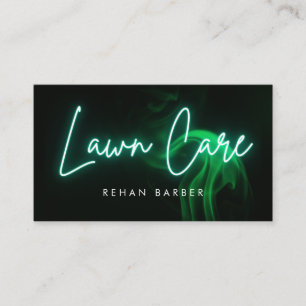 Carte De Visite Green Neon Lawncare & Grass Cutting