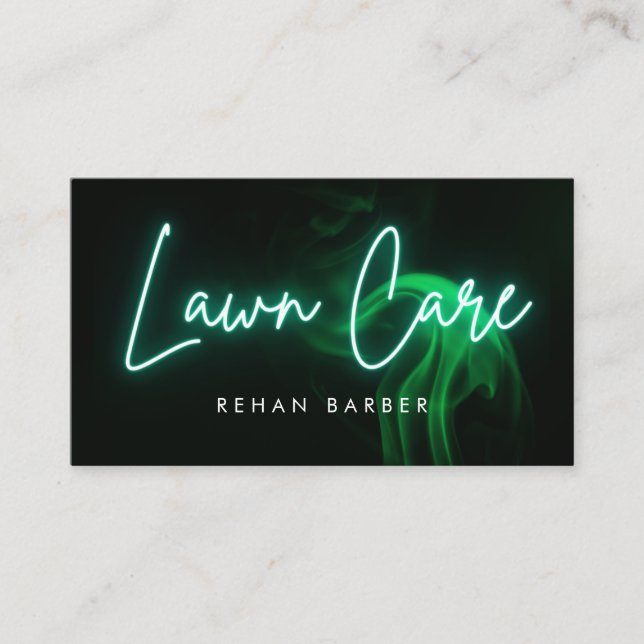 Carte De Visite Green Neon Lawncare & Grass Cutting (Devant)