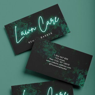 Carte De Visite Green Neon Lawncare & Landscaping