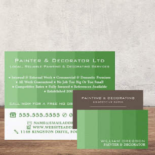 Carte De Visite Green Ombre Stripes, Peintre & Décorateur