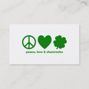 Carte De Visite Green Peace Love & Shamrocks