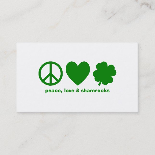 Carte De Visite Green Peace Love & Shamrocks (Devant)
