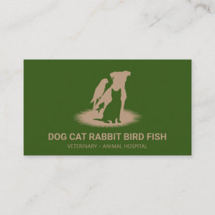 Carte De Visite Green Pet Store Boutique chat chien oiseau lapin p