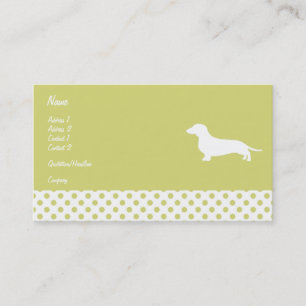 Carte de visite Green Polka Dot Dachshund