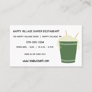 Carte De Visite Green Ramen Noodles Restaurant Custom