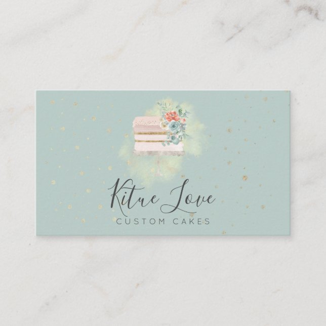 Carte De Visite Green Rustique Mariage Gâteau boulangerie pâtisser (Devant)