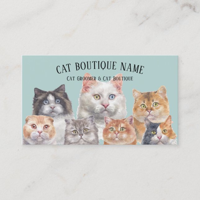 Carte De Visite Green Soft Home Pet Cats (Devant)