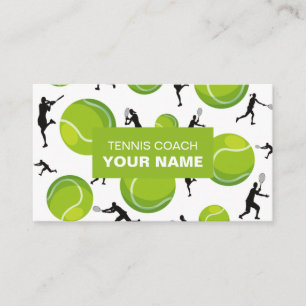 Carte De Visite Green Tennis Coach Ball & Joueur Sport Motif