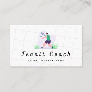 Carte De Visite Green Tennis Coach Illustration Sport professionne