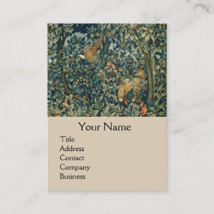 Carte De Visite GREENERY, FOREST ANIMALS Pheasant, Fox, Green Flor