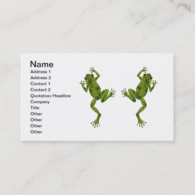 Carte De Visite Grenouille d'arbre verte d'escalade (Devant)