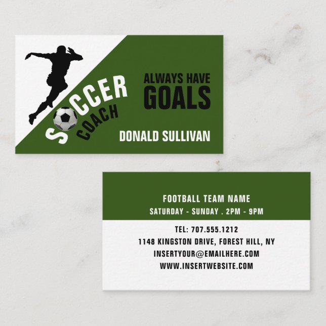 Carte De Visite Grève De Football, Joueur De Football/Entraîneur/R (Devant / Derrière)