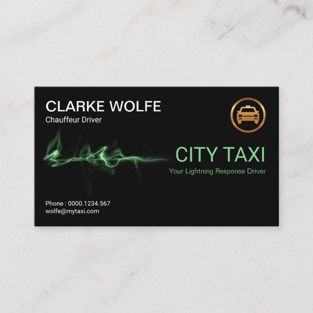 Carte De Visite Grève de la foudre super verte en taxi (Devant)