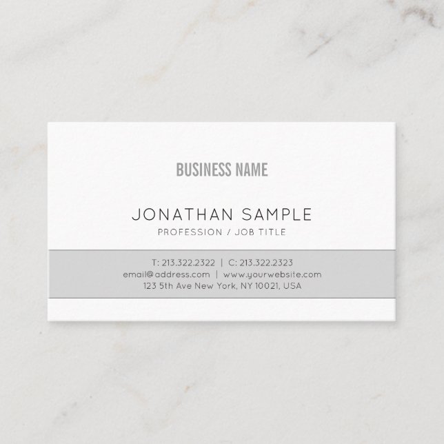 Carte De Visite Grey Company Plain Professional Design élégant (Devant)