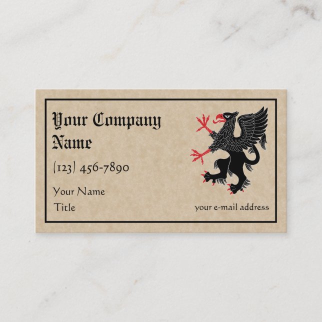 Carte De Visite Griffin Rampant Sable (Devant)