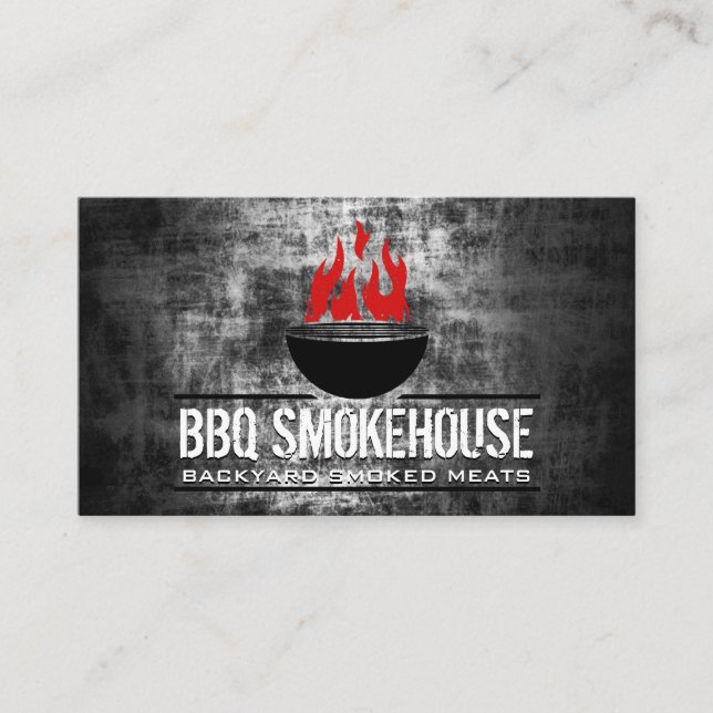 Carte De Visite Grill barbecue en feu (Devant)