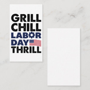 Carte De Visite Grill Usa America Fête Travail Détente Thrill Fête