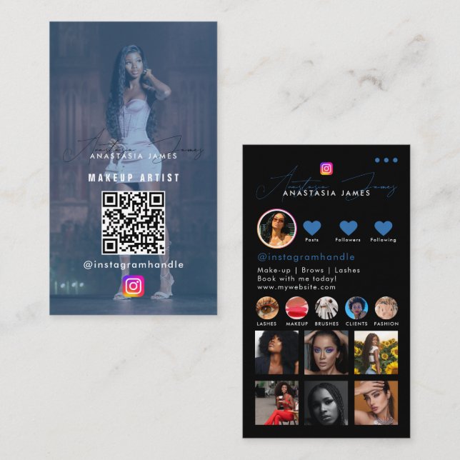 Carte De Visite Grille de flux photo Influencer Médias sociaux Cod (Devant / Derrière)