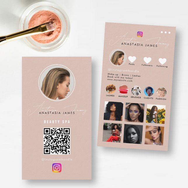 Carte De Visite Grille de flux photo Influencer Médias sociaux Cod (Influencer Photo Feed Grid Social Media QR Code Business Card)