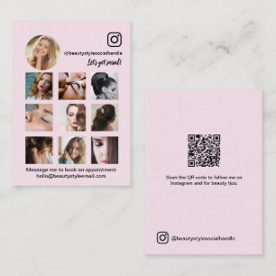Carte De Visite Grille de photos Instagram rose Beauté Médias Soci