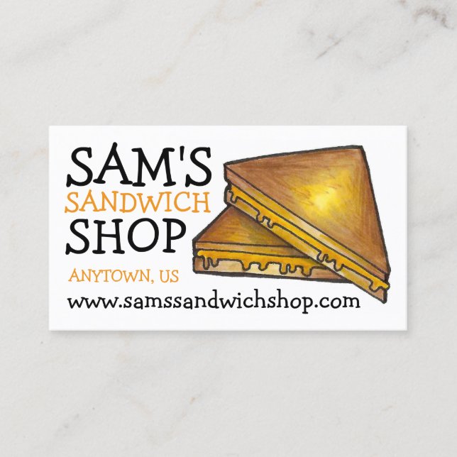 Carte De Visite Grillé Fromage grillé Sandwich Food Chef Diner (Devant)
