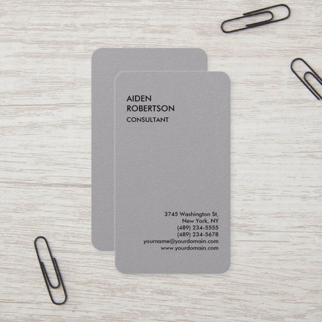 Carte De Visite Gris arrondi Exclusif Spécial Moderne Unique (Devant/Arrière en situation)