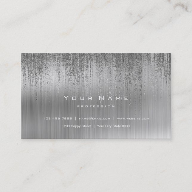 Carte De Visite Gris blanc argenté Métallique VIP Matrice Cyber Pl (Devant)