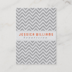 Carte De Visite Gris clair Chevron Motif Faux Lin Texture