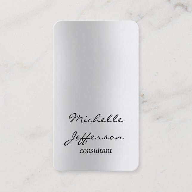 Carte De Visite Gris clair vertical unique personnel (Devant)