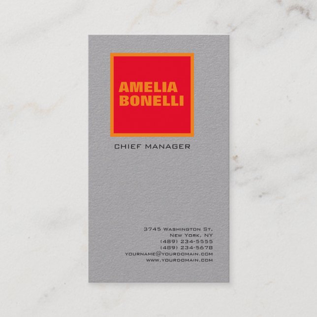 Carte De Visite Gris de qualité professionnelle moderne Gris minim (Devant)