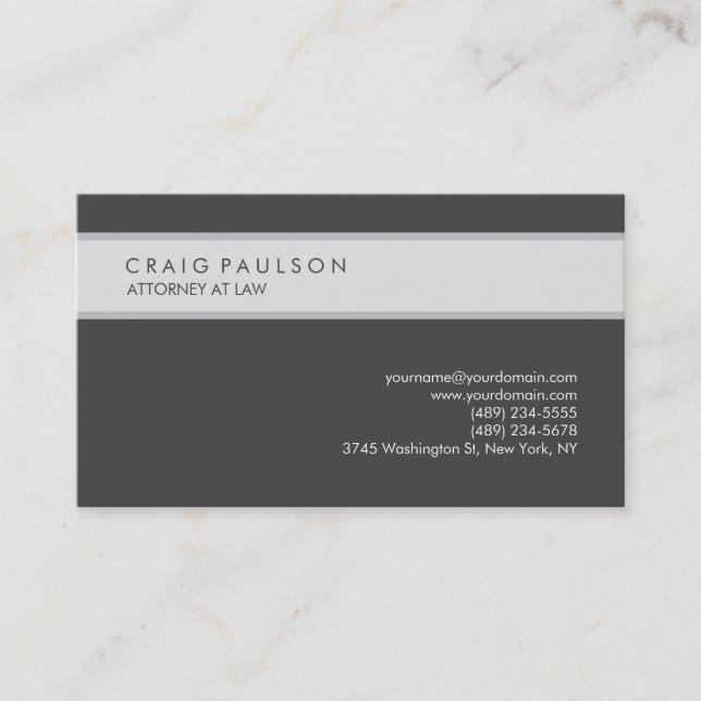 Carte De Visite Gris Élégant Plat Professionnel Minimaliste Modern (Devant)