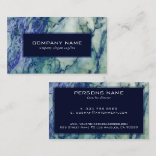 Carte De Visite Gris et marbre vert bleu Parties scintillant Accen