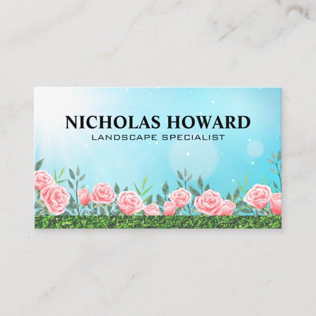 Carte De Visite Gris et roses roses roses | Jardin (Devant)