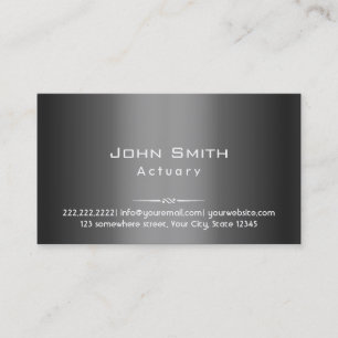 Carte de visite gris-foncé chic d'actuaire en
