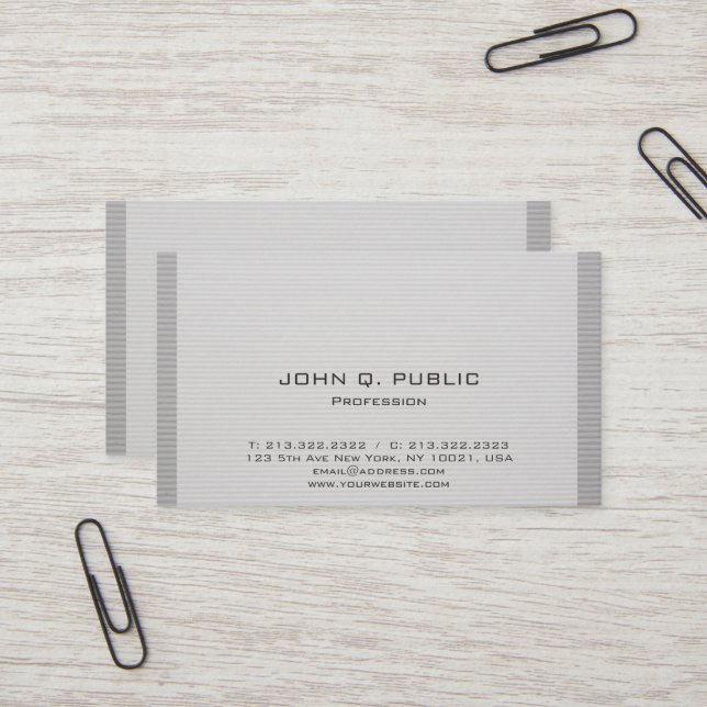 Carte De Visite Gris Gris Gratuit Professionnel Élégant Design élé (Devant/Arrière en situation)