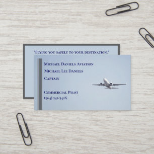Carte De Visite Gris Gris Gris Avion commercial Capitaine pilote