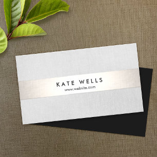 Carte De Visite Gris moderne et Faux Silver Stripe