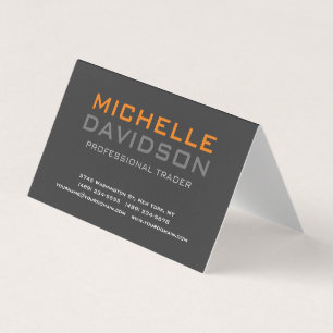 Carte De Visite Gris Moderne Orange Gras Texte Minimaliste Élégant