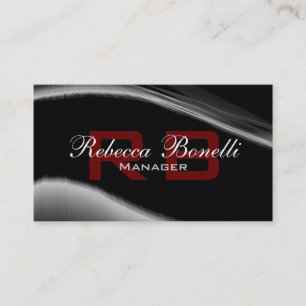 Carte de visite gris noir blanc rouge Monogramme