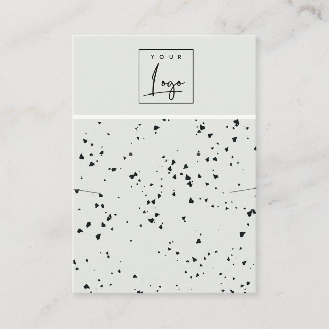 Carte De Visite Gris Noir Terrazzo Texture oreille collier Logo (Devant)