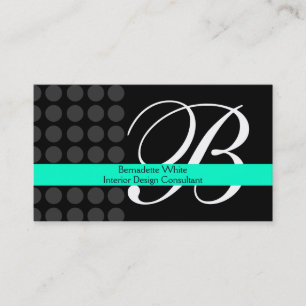 Carte De Visite Gris noir turquoise de design d'intérieur décor