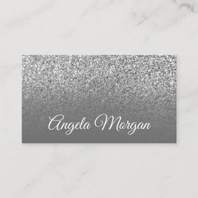 Carte De Visite Gris Ombre Parties scintillant argent photo (Devant)