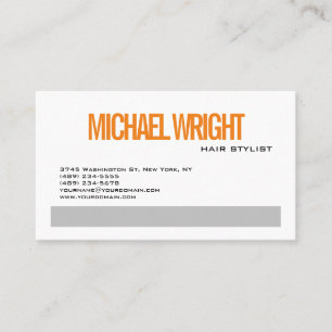 Carte De Visite Gris Orange Blanc Moderne Plaine Simple Minimalist
