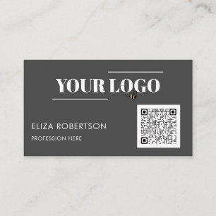 Carte De Visite Gris QR Code Professionnel Logo Professionnel Prof